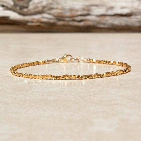Facted metal beaded bracelet, 22k gold plated bracelet for women, Handmade jewelry